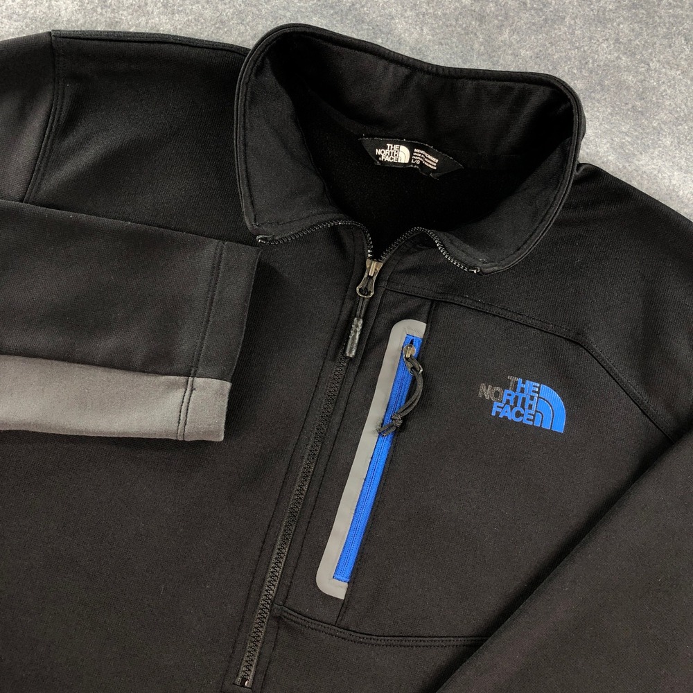 The North Face Mens Jacket L Black Polyester Long Sleeve Made in El Salvador Zip
